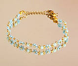 Тонкий квітковий браслет блакитний із чеського бісеру та ронделями, фото 9