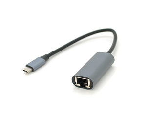 Конвертер Type-C (тато)/RJ-45(мама), 18cm, круглий, chip:RTL8153, 1000Mbps, Gray, фото 1