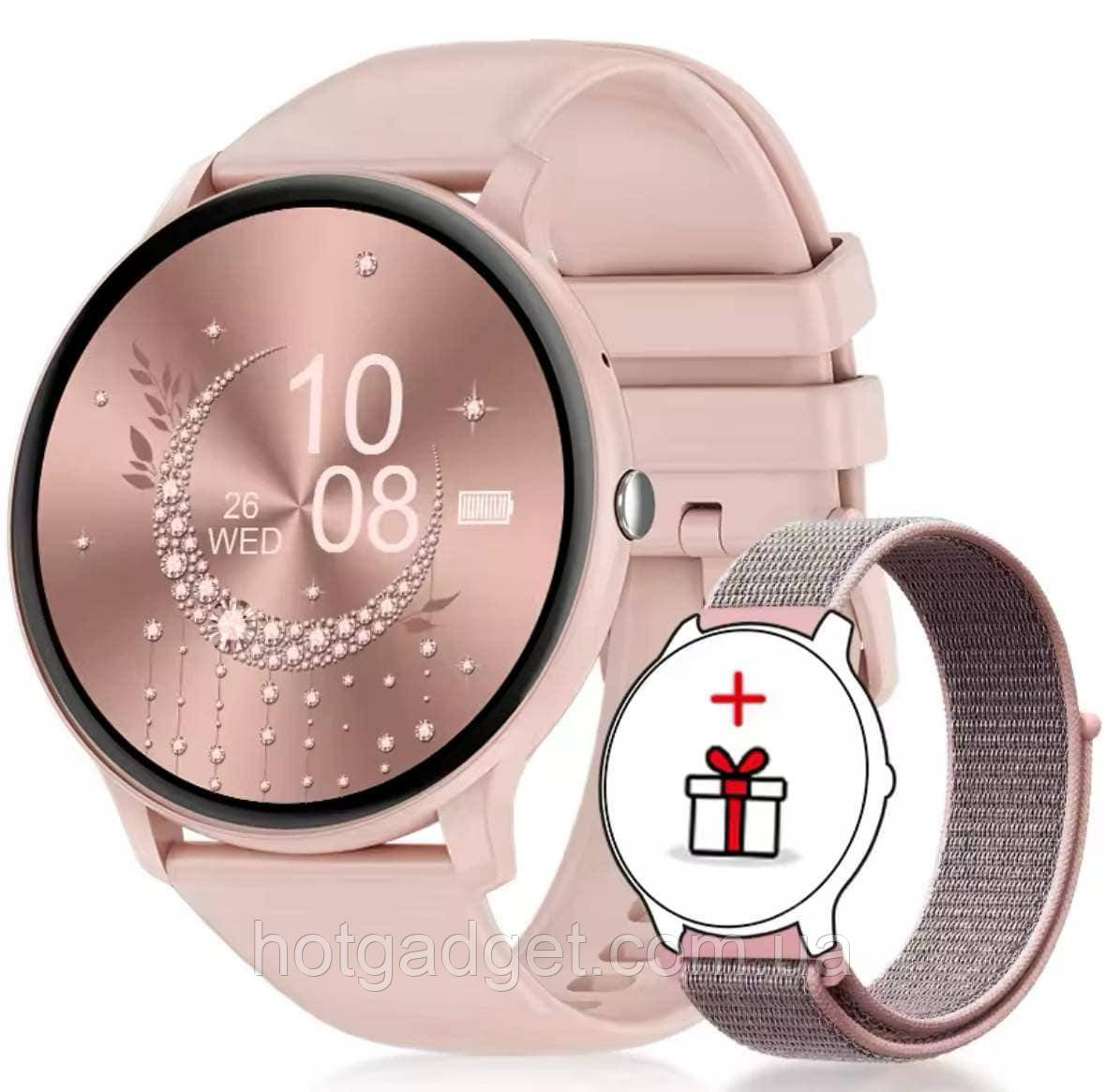 Смарт годинник жіночий Lige Miya 2 Pink (дзвінки, розмова, тонометр, пульсоксиметр) 2 ремінці