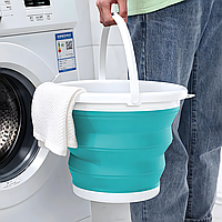 Ведро складное силиконовое 10л (Туристическое походное ведро для воды)