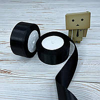 *5 рул* / Стрічка атласна / 4 см / Чорна / 25 ярдів (22,86 м)