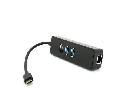 Type-C-хаб, 3хUSB 3.0 + 1 Gigabit Lan, Black, Box, фото 3