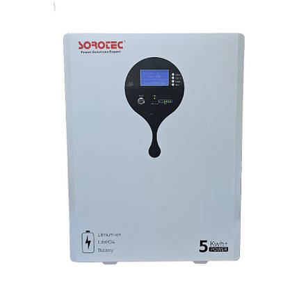 Акумуляторна батарея (АКБ) Sorotec LiFePO4 51,2V/100Ah 5120Wh Wi-Fi настінна, фото 1