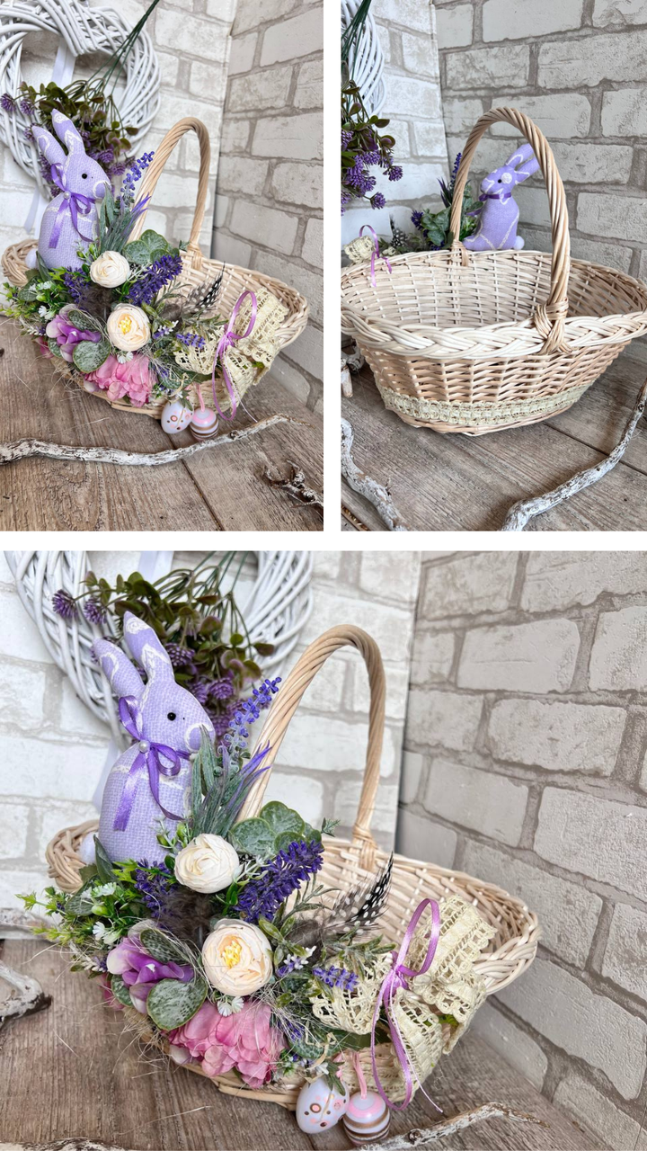 Великодній кошик з кроликом , Н з ручкою 34 см, пасхальний декор., фото 1