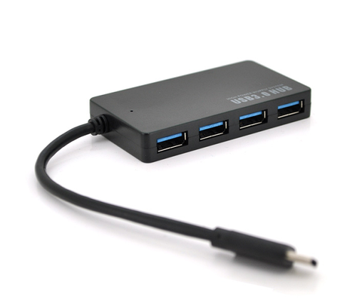 Хаб Type-C, 4 порти USB 3.0, до 5Gb/s, Black, Blister, фото 1