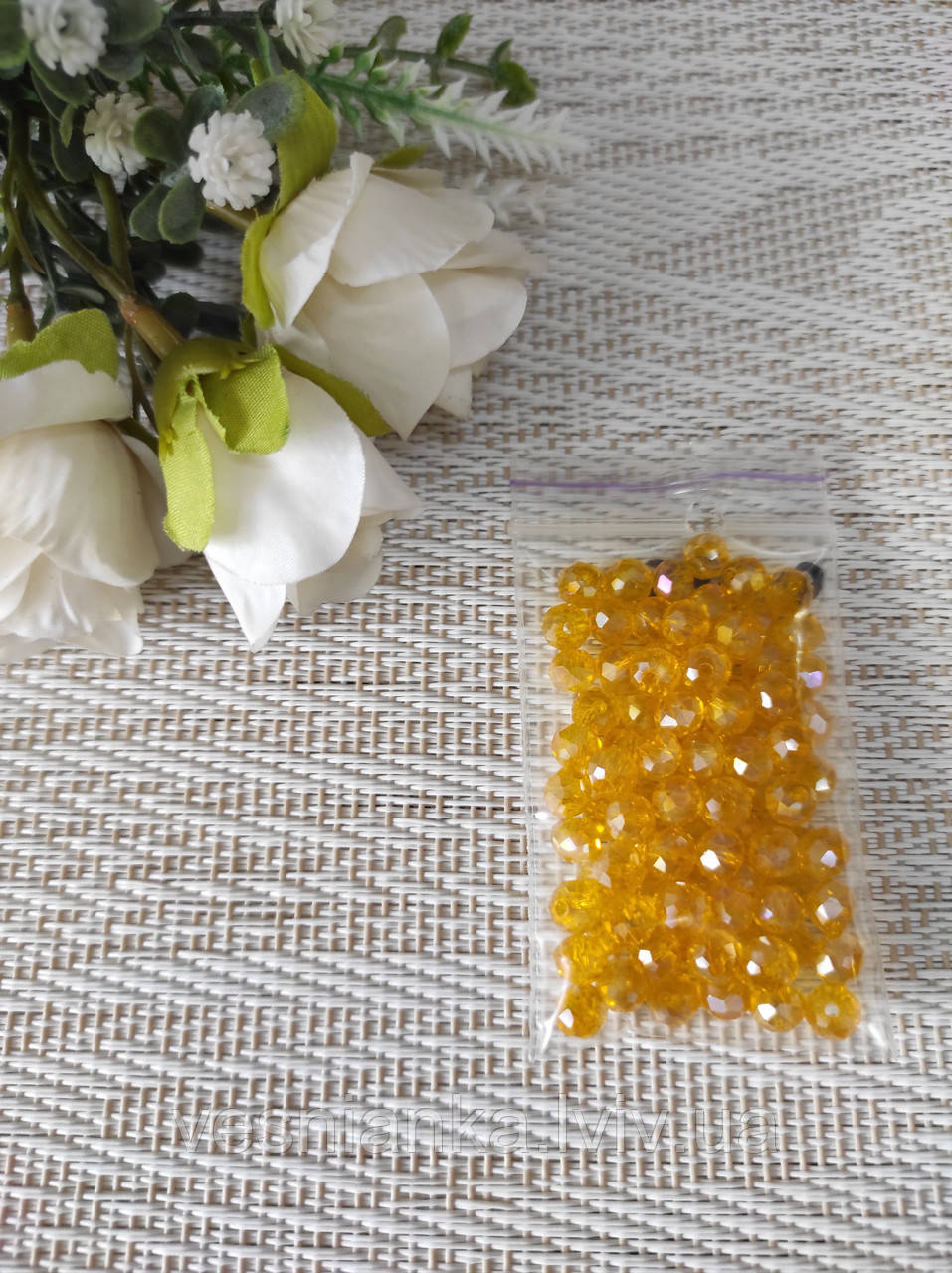 Намистини кришталеві 6*4мм прозорі темно Жовті ( 85шт) арт БХ-395, фото 1