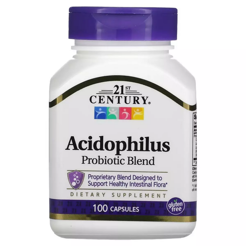 Суміш пробіотиків, Acidophilus, 21st Century, 100 капсул