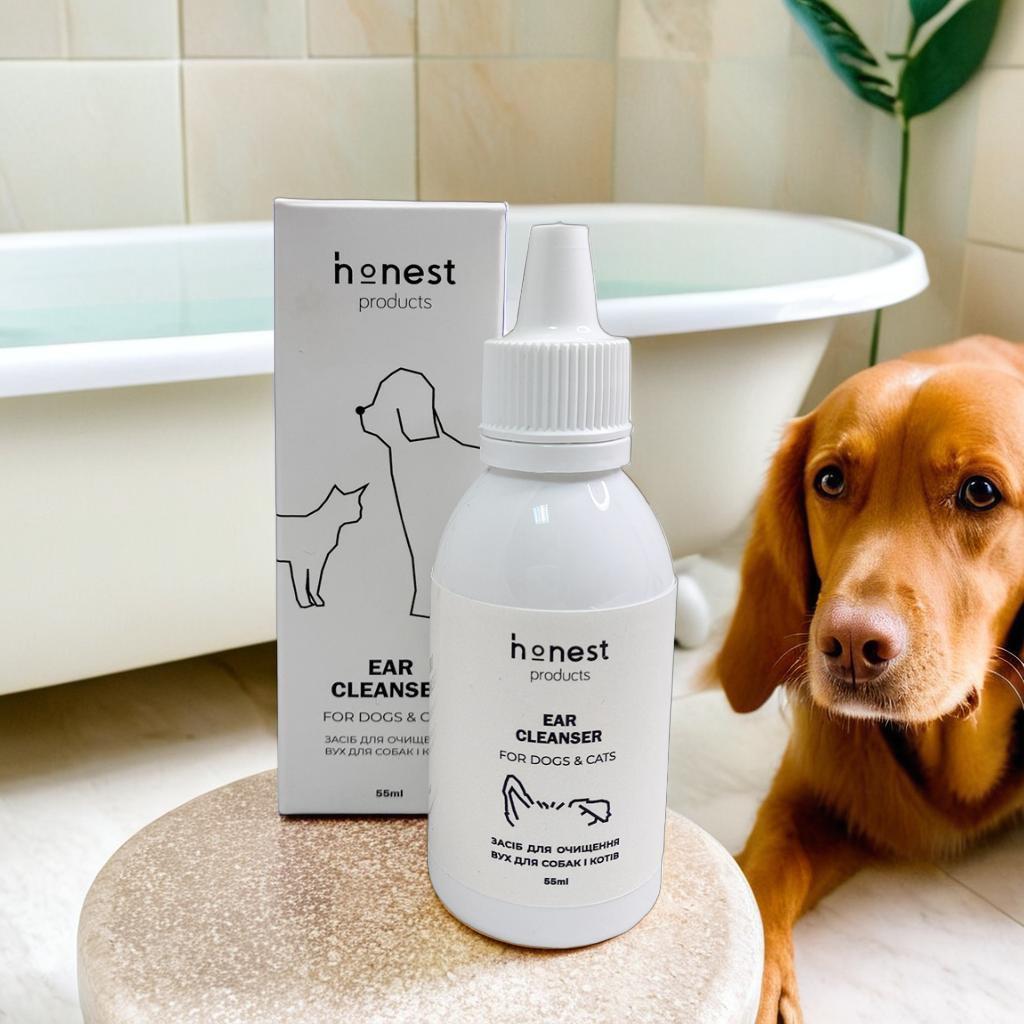 Засіб для очищення вух для собак та котів, 55 мл від honest products, фото 1
