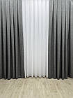 Однотонна лянна штора з підкладкою blackout, колір сірий, фото 5