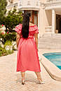 Жіноча літня коралова сукня міді, фото 2