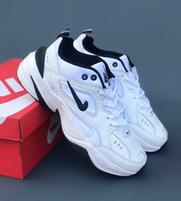 Жіночі кросівки Nike M2K Tekno White Black Найк М2К Текно білі з чорним шкіряні молодіжні весна літо осінь