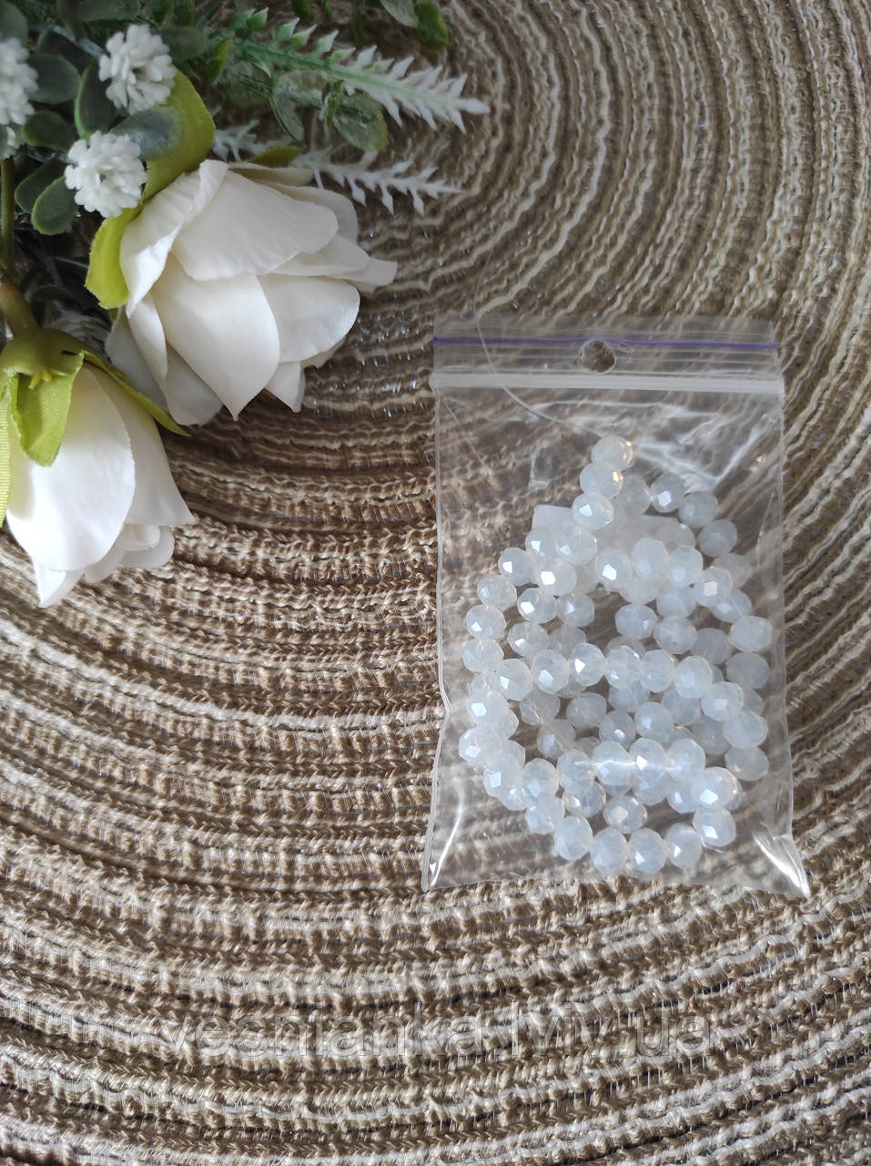 Намистини кришталеві 6*4мм напівпрозорі Місячний камінь( 85 шт) арт БХ-412, фото 1