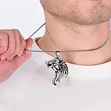 Ланцюжок з кулоном ВОВК для чоловіків та жінок у готичному стилі Y2K сріблястий, фото 2
