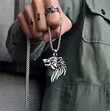 Ланцюжок з кулоном ВОВК для чоловіків та жінок у готичному стилі Y2K сріблястий, фото 3