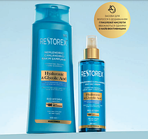 Набір для зволоження всіх типів волосся "Гіалуронова та гліколева кислоти" Restorex: шампунь 500 мл + спрей 200 мл