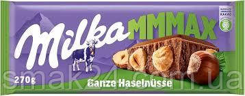 Шоколад молочний із фундуком Ganze Haselnuss Max Milka Швейцарія 270г