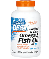 Doctor's Best, очищений і прозорий риб'ячий жир з омега-3, з додаванням Goldenomega, 2000 мг, 120 к, фото 3