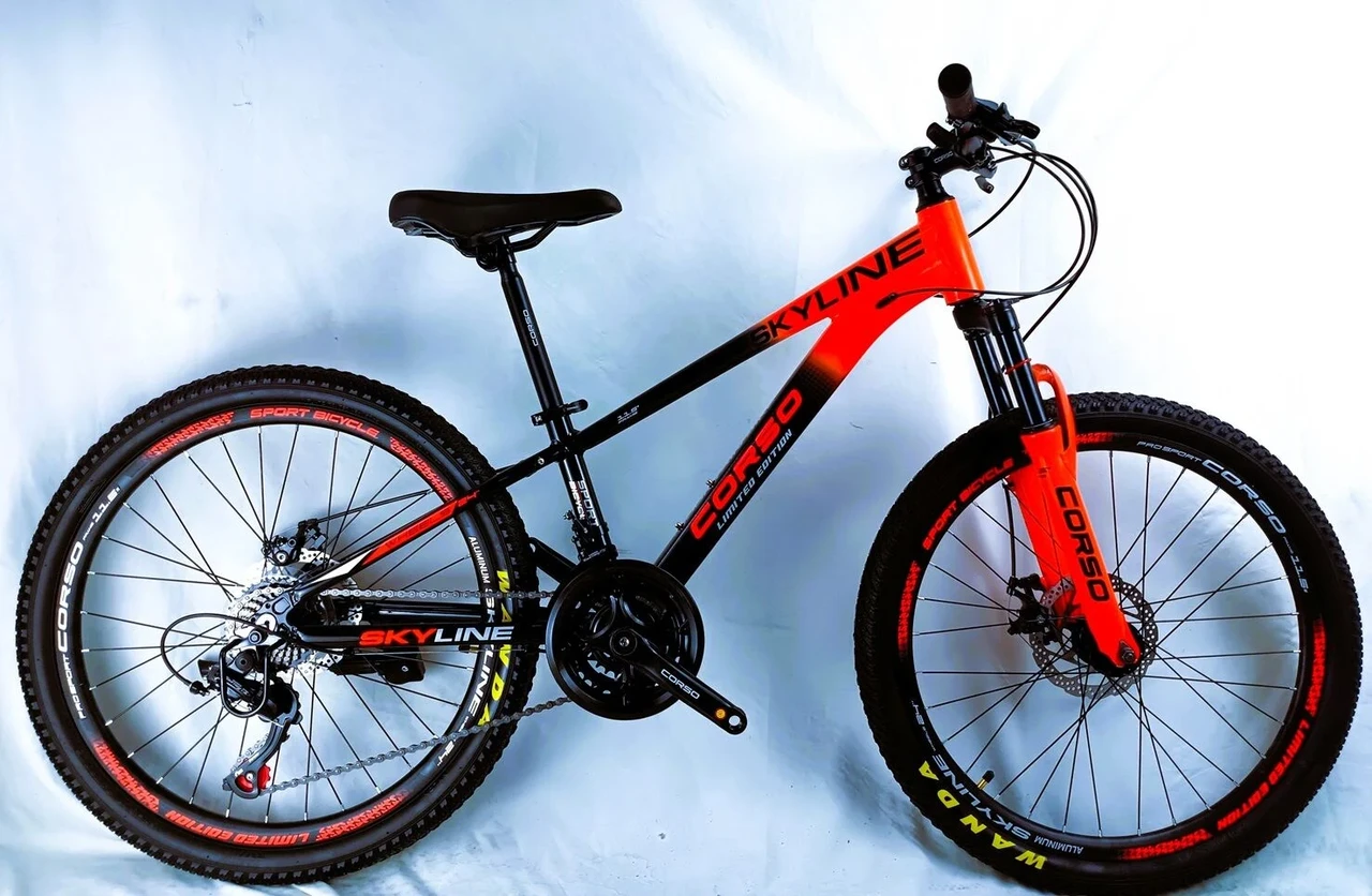 Підлітковий спортивний велосипед 24" Corso SkyLine SL- 50703 чорно-помаранчевий на зріст 120-138 см