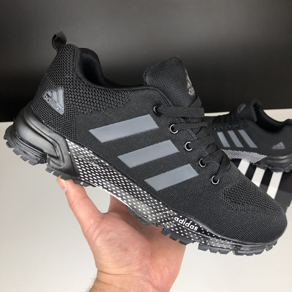 Чоловічі кросівки Adidas Marathon TR сіточка стильні повсякденні чорні