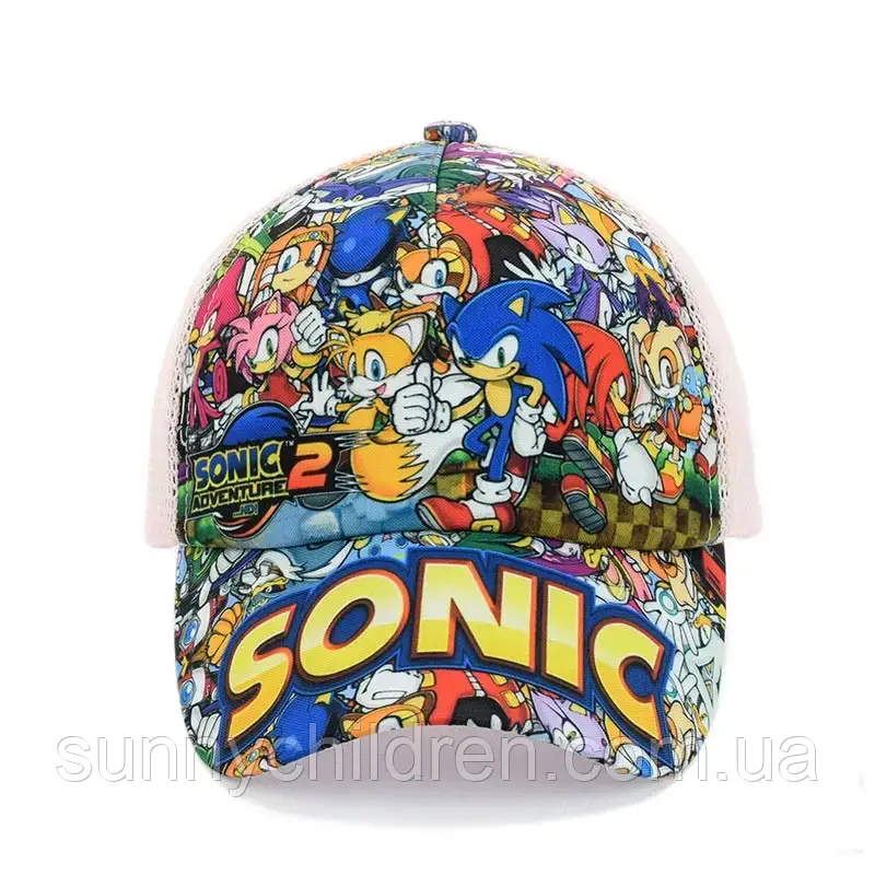Дитяча кепка з героями Sonic - бейсболка з принтом Сонік для хлопчика, розмір 54 см, літня сітчаста кепка