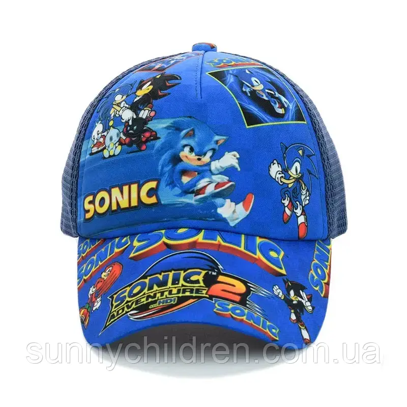 Дитяча кепка з героями Sonic - бейсболка з принтом Сонік для хлопчика, розмір 54 см, літня сітчаста кепка