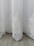 Тюль з вишитим низом на бамбуковій основі. Колір: молочний, фото 7