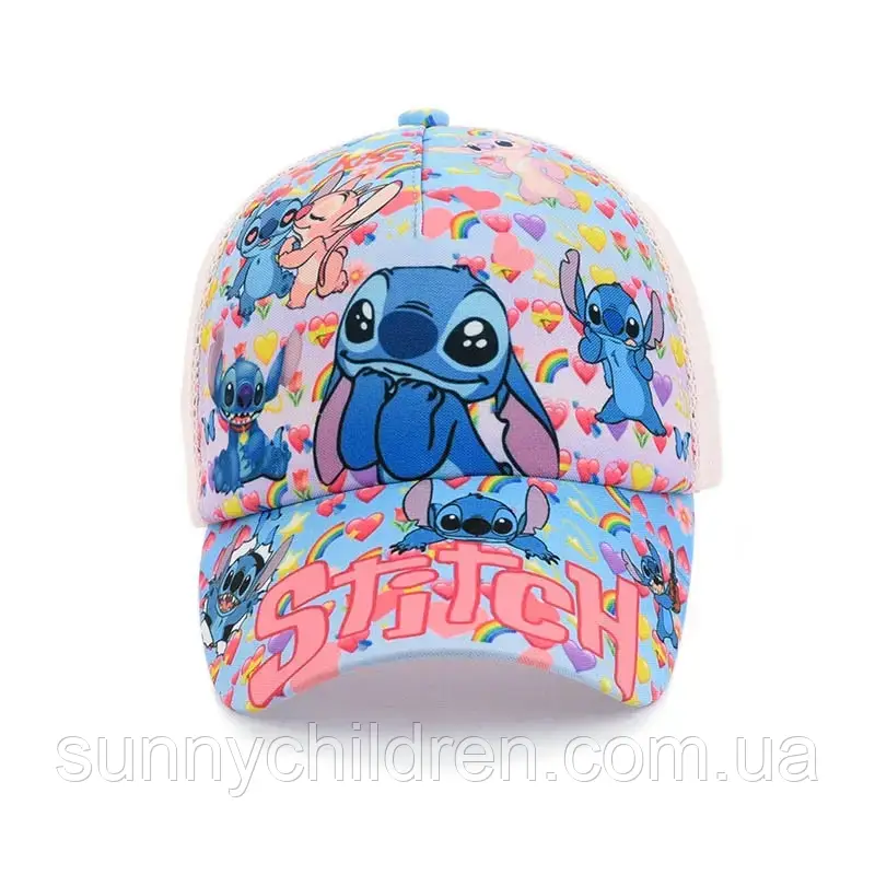 Дитяча кепка Stitch - бейсболка з принтом Ліло і Стіч, літня сітчаста, розмір 54 см
