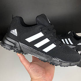 Чоловічі кросівки Adidas Marathon TR сіточка стильні молодіжні чорні білі