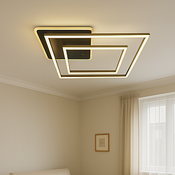 Люстра Led квадратна подвійна Linisoln 115W до 20 кв.м колір Коричневий 2001/2B CF