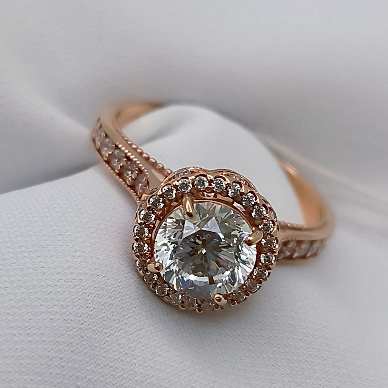 Золоте кільце 585 проби зі вставками цирконію, фото 1