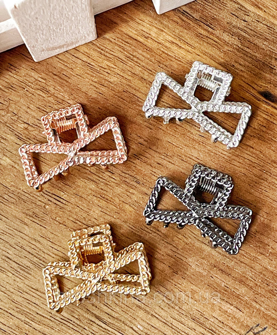 Краби для волосся металеві (чотири кольори) 2.5*1.5 см 12 шт/уп, фото 1