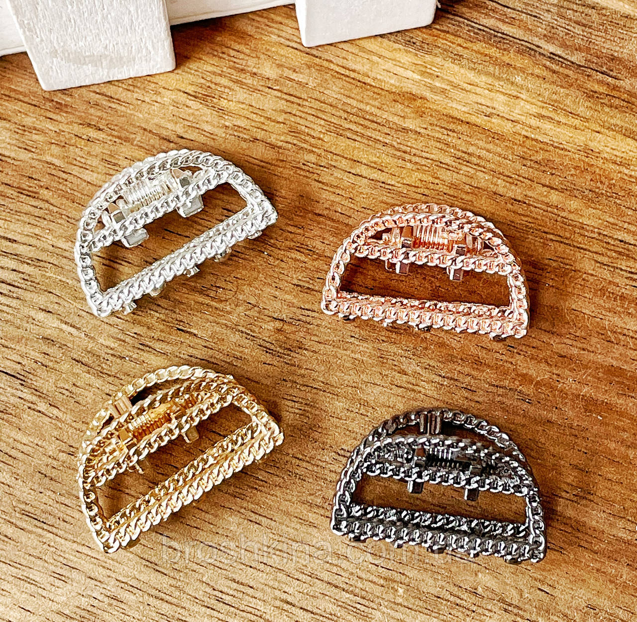 Краби для волосся металеві (чотири кольори) 2.5*1.5 см 12 шт/уп, фото 1