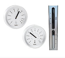 Набір Термометр Гігрометр Пісочний годинник Helo Brilliant, cірий для лазні та сауни