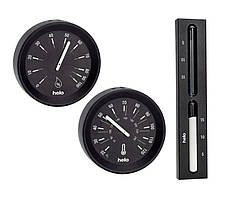 Набір Термометр Гігрометр Пісочний годинник Helo Brilliant, чорний для лазні та сауни