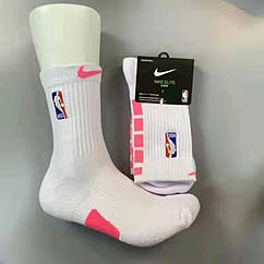 Високі білі з рожевою смужкою шкарпетки Nike NBA Elite Crew Quick спортивні баскетбольні