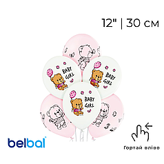 Принт 104 BELBAL-ББ 12" Baby Girl - ведмедик на білому і рожевому