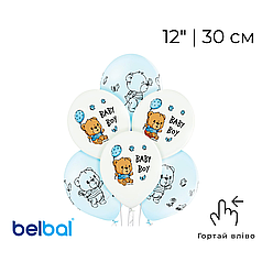 Принт 103 BELBAL-ББ 12" Baby Boy - ведмедик на білому і блакитному