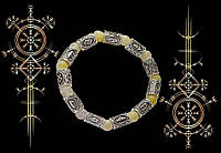 Браслет із натуральним каменем і рунами на руку Yellow III потужний оберег і стиль в одному браслеті