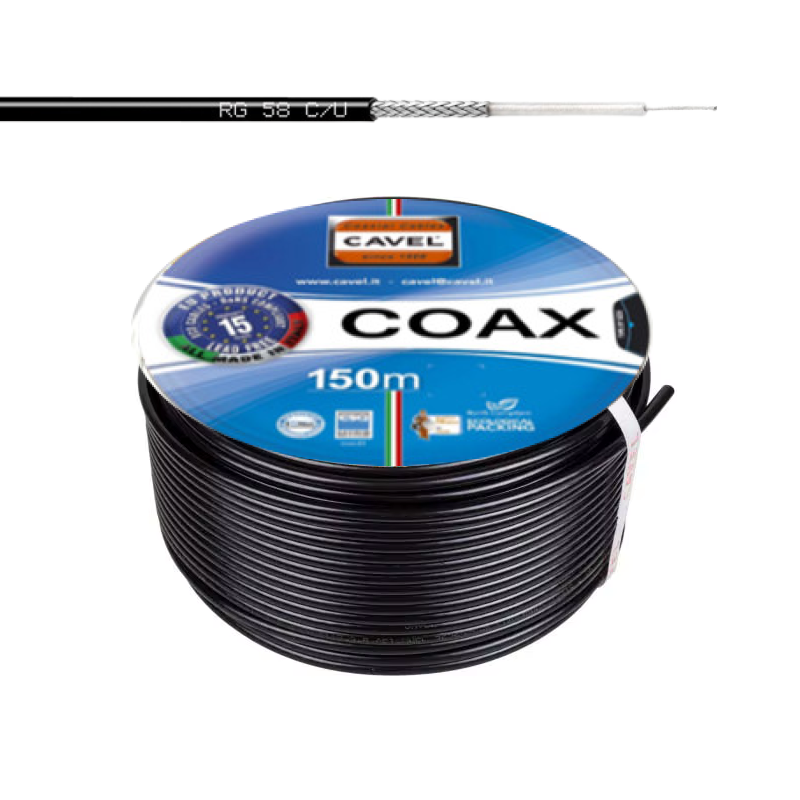 Кабель коаксіальний CAVEL RG58 C/U, 50 Ом, 1 ГГц, Італія, 100% оригінал