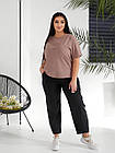 Жіночий легкий костюм брюки+футболка NOBILITAS 50-60 кавового кольору, фото 3