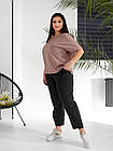 Жіночий легкий костюм брюки+футболка NOBILITAS 50-60 кавового кольору, фото 2