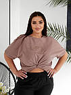 Жіночий легкий костюм брюки+футболка NOBILITAS 50-60 кавового кольору, фото 4