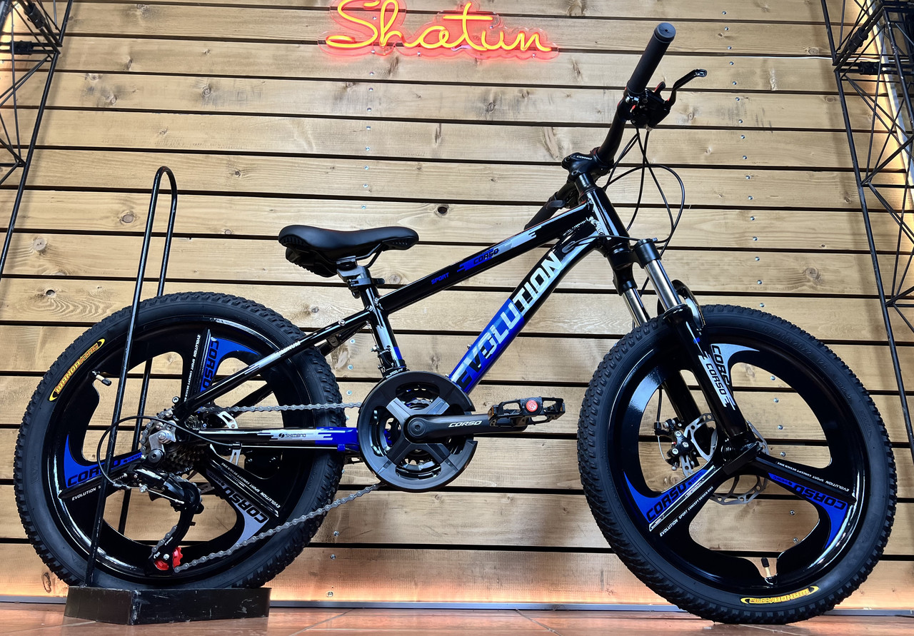 Дитячий велосипед спортивний 20" Corso Evolution EV-20912 чорно-синій на зріст 110-125 см