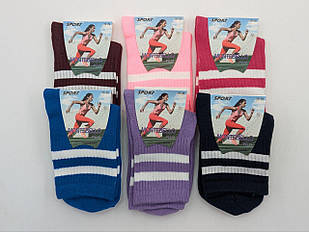 Жіночі спортивні шкарпетки Montebello Sport високі однотонні у смужку, 36-40, 12 пар/уп. мікс