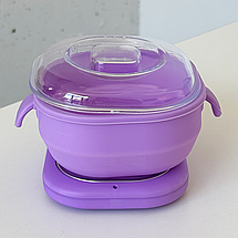 Воскоплав банковий для депіляції WAX WARMER мл на 100 Вт на підставці, бузковий силіконовий, фото 3