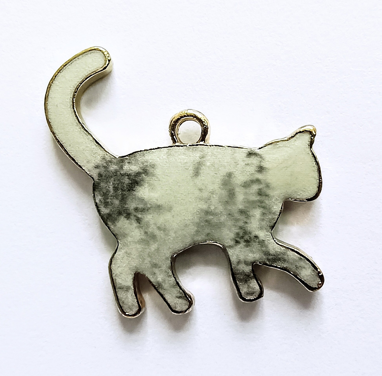Підвіска металева Finding Кулон шарм котик кішка Золотистий сіра емаль 21 мм x 20 мм