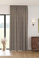Однотонна лляна структурна штора "Safir", колір темно-коричневий