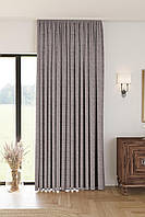 Однотонна лляна структурна штора "Safir", колір світло-коричневий