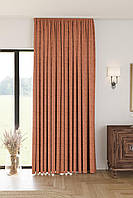Однотонна лляна структурна штора "Safir", колір теракотовий