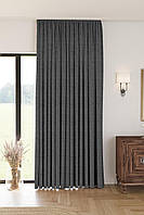 Однотонна лляна структурна штора "Safir", колір графітовий